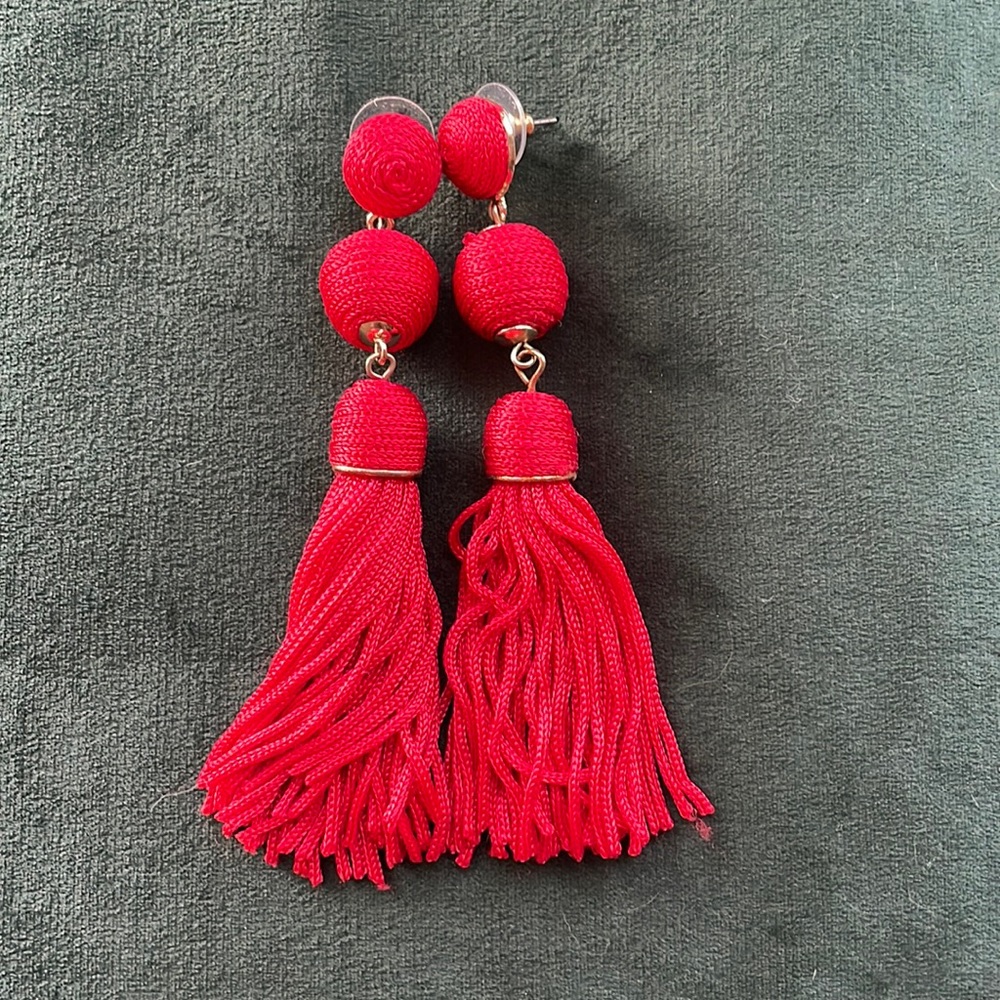 Red tassel earrings
